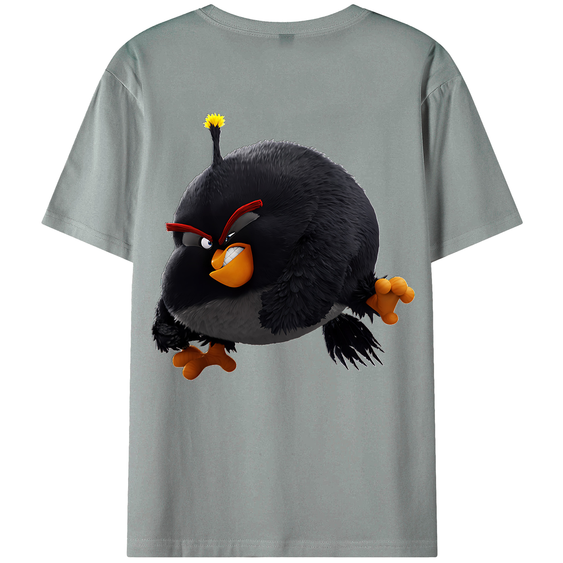 （画像用） Angry Birds アングリーバード 綿100％ メンズ半袖Tシャツ（バックプリント） 通気性